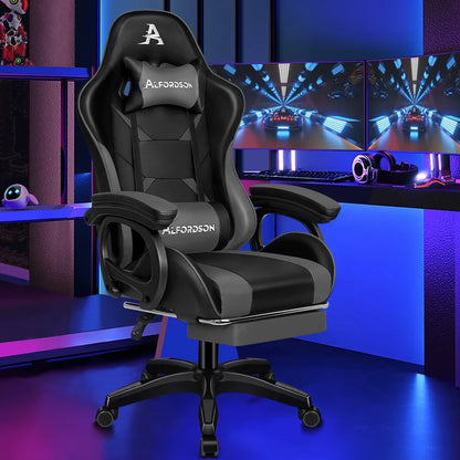ALFORDSON Gaming Office Chair Racing Massage Leather Computer Seat Footrest