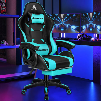 ALFORDSON Gaming Office Chair Racing Massage Leather Computer Seat Footrest