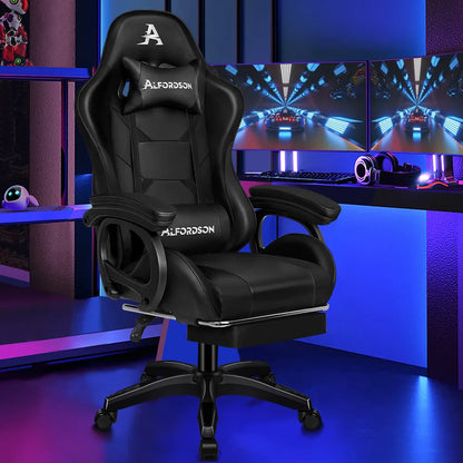 ALFORDSON Gaming Office Chair Racing Massage Leather Computer Seat Footrest