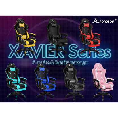 ALFORDSON Gaming Office Chair Racing Massage Leather Computer Seat Footrest