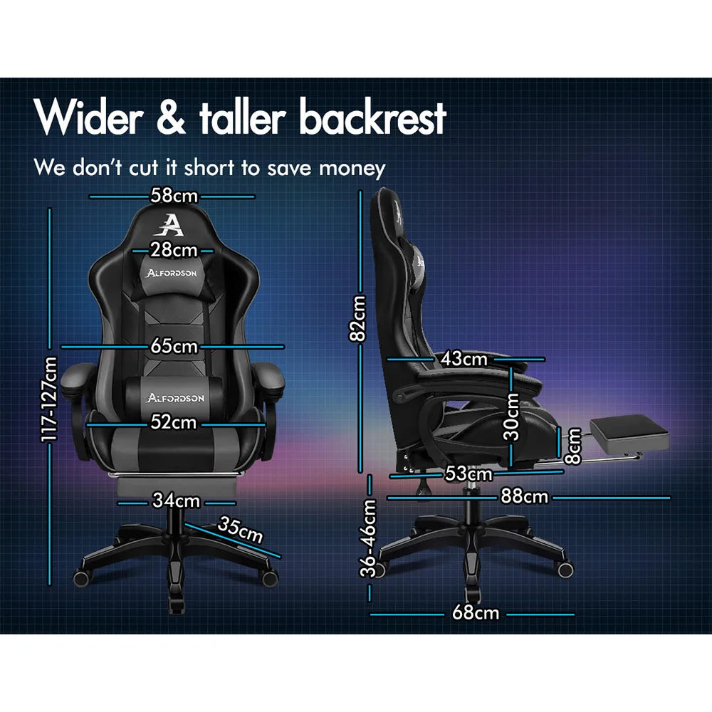 ALFORDSON Gaming Office Chair Racing Massage Leather Computer Seat Footrest